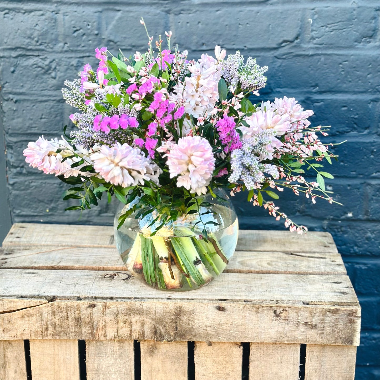 hyacinths vase arrangement